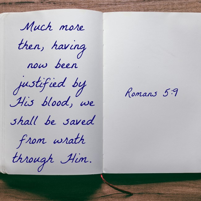 Much more then, having now been justified by His blood, we shall be saved from wrath through Him. - Romans 5:9