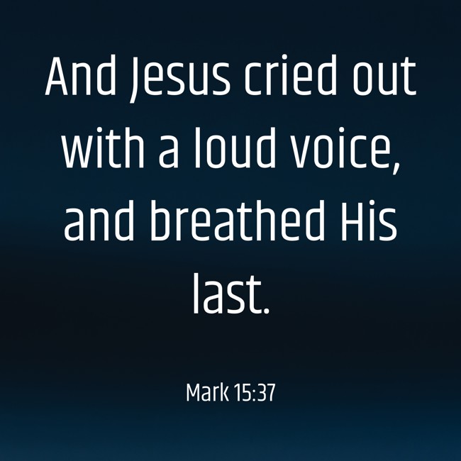  And Jesus cried out with a loud voice, and breathed His last.   - Mark 15:37 