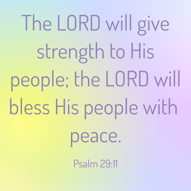 The LORD will give strength to His people; the LORD will bless His people with peace. - Psalm 29:11