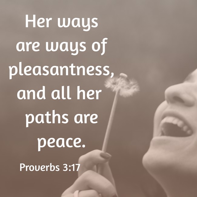 Her ways are ways of pleasantness, and all her paths are peace. - Proverbs 3:17