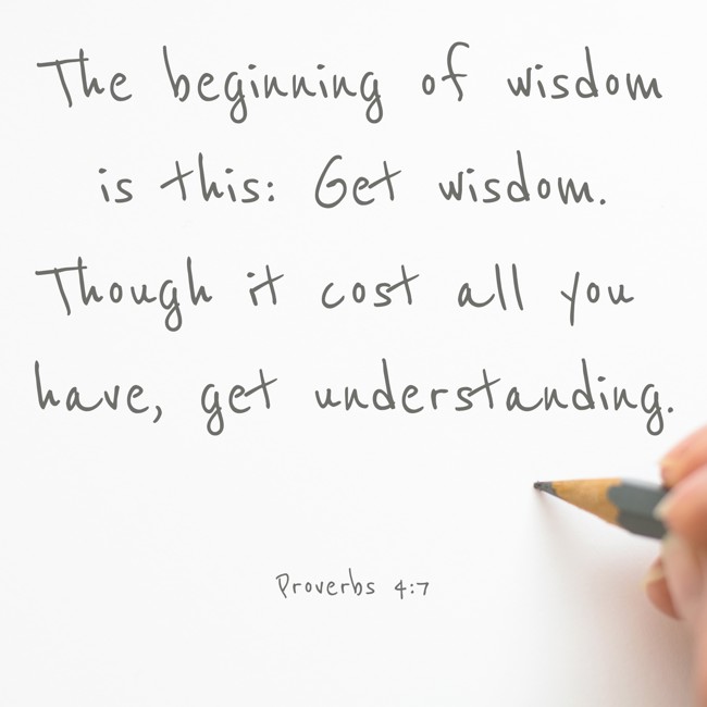 The beginning of wisdom is this: Get wisdom. Though it cost all you have, get understanding. - Proverbs 4:7