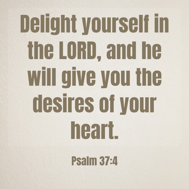 Delight yourself in the LORD, and he will give you the desires of your heart. - Psalm 37:4