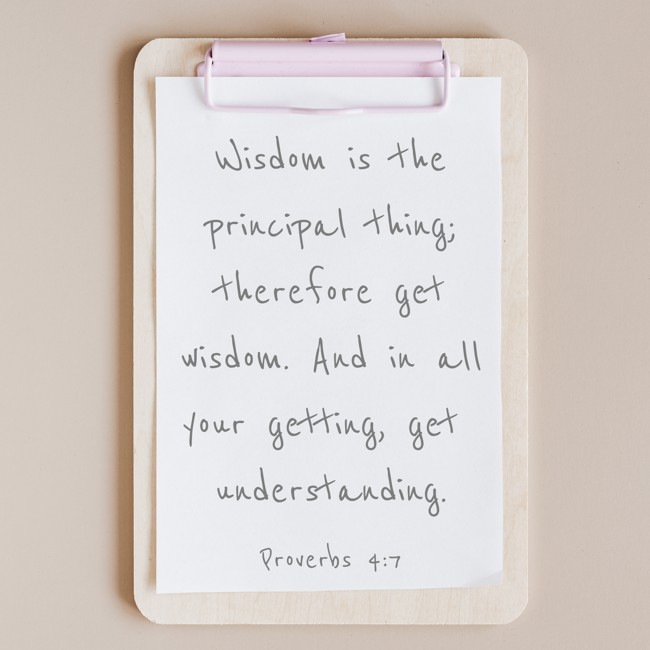 Wisdom is the principal thing; therefore get wisdom. And in all your getting, get understanding. - Proverbs 4:7