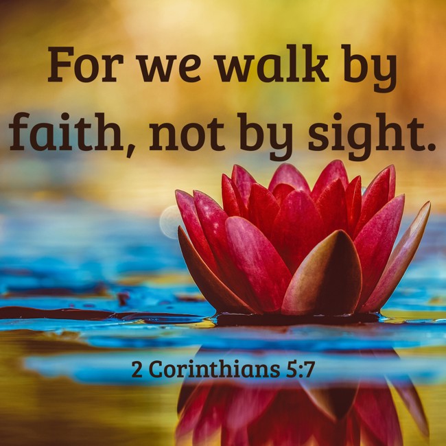 For we walk by faith, not by sight. - 2 Corinthians 5:7