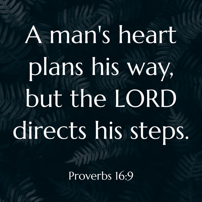 A man's heart plans his way, but the LORD directs his steps. - Proverbs 16:9