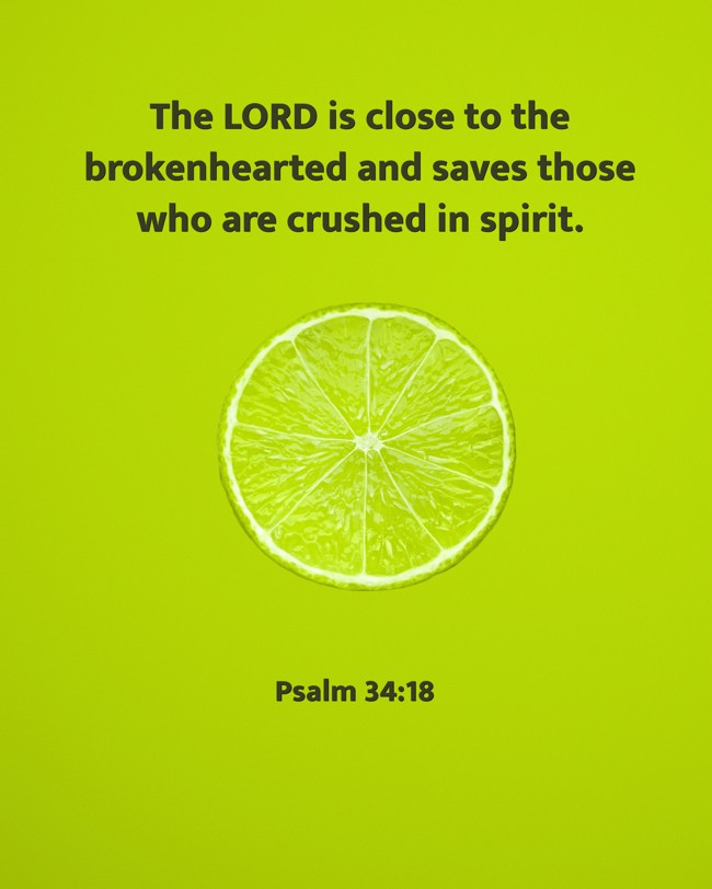 The LORD is close to the brokenhearted and saves those who are crushed in spirit. - Psalm 34:18