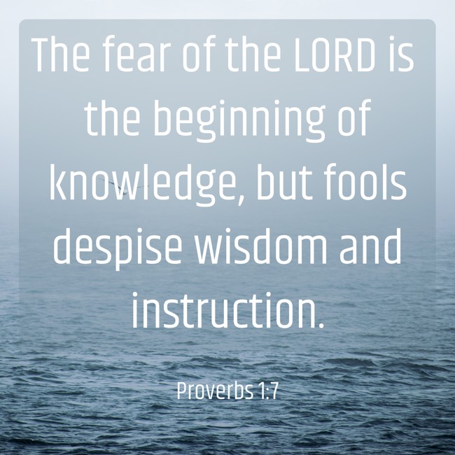 The fear of the LORD is the beginning of knowledge, but fools despise wisdom and instruction. - Proverbs 1:7