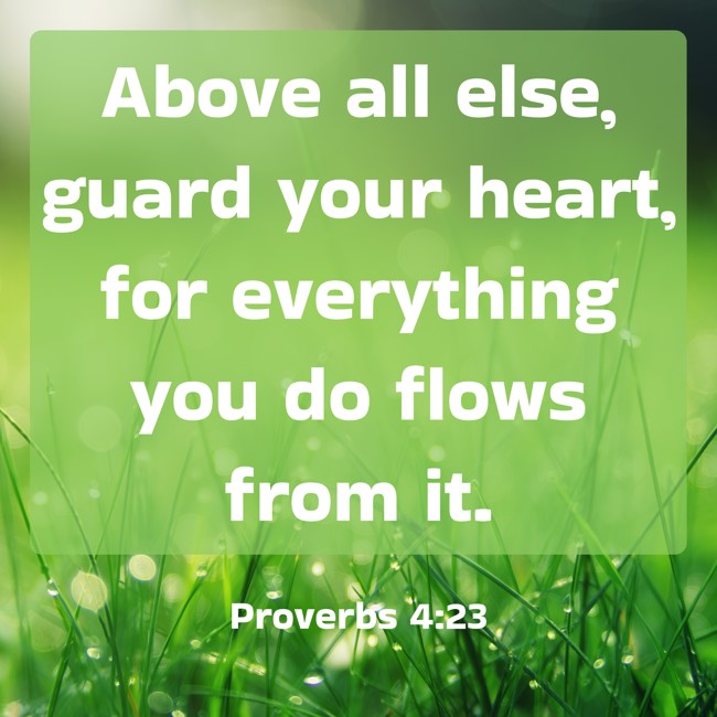Above all else, guard your heart, for everything you do flows from it. - Proverbs 4:23