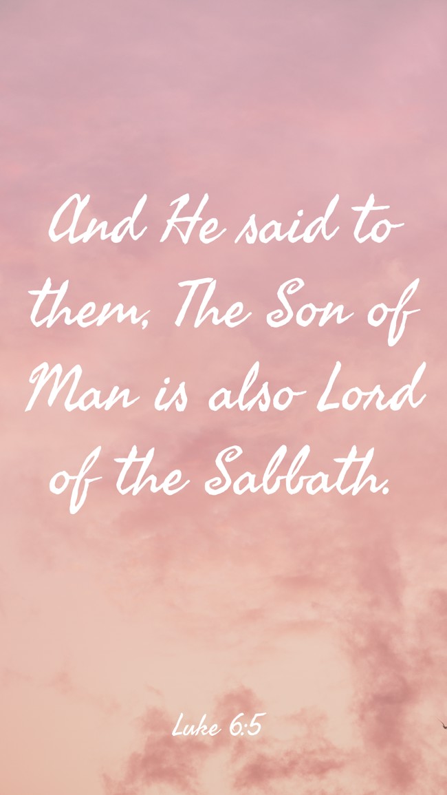 And He said to them, The Son of Man is also Lord of the Sabbath. - Luke 6:5