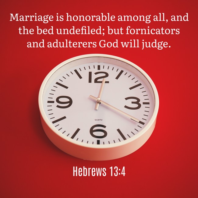 Marriage is honorable among all, and the bed undefiled; but fornicators and adulterers God will judge. - Hebrews 13:4