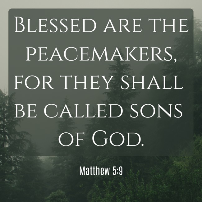 Blessed are the peacemakers, for they shall be called sons of God. - Matthew 5:9