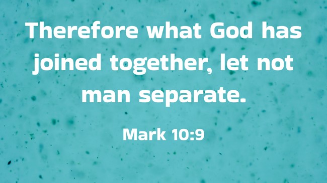 Therefore what God has joined together, let not man separate. - Mark 10:9