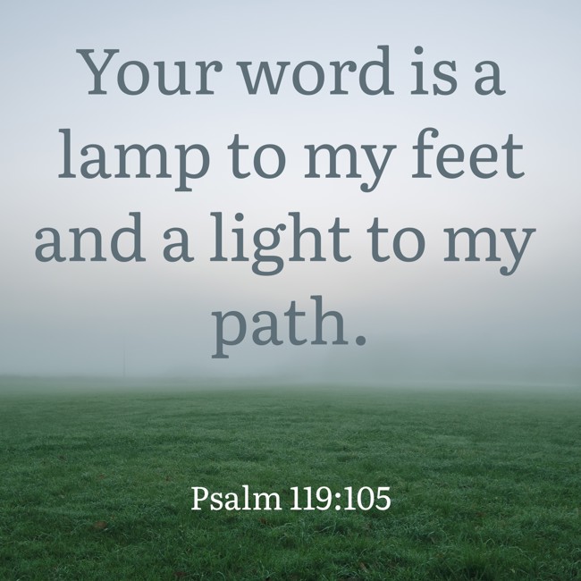 Your word is a lamp to my feet and a light to my path. - Psalm 119:105