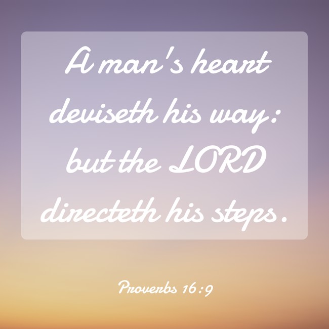 A man's heart deviseth his way: but the LORD directeth his steps. - Proverbs 16:9