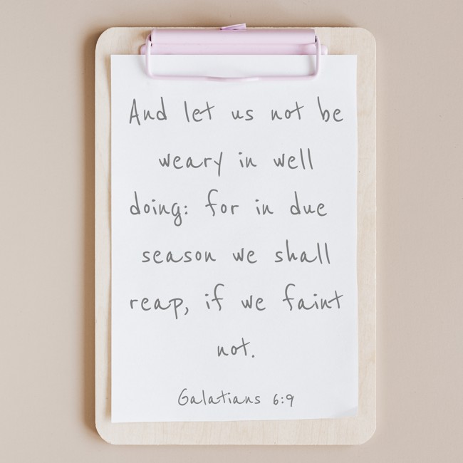And let us not be weary in well doing: for in due season we shall reap, if we faint not. - Galatians 6:9