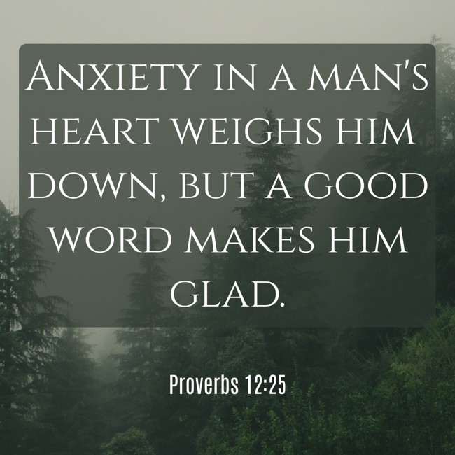Anxiety in a man's heart weighs him down, but a good word makes him glad. - Proverbs 12:25