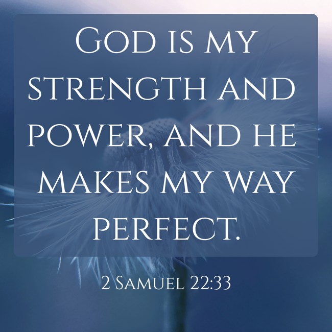 God is my strength and power, and he makes my way perfect. - 2 Samuel 22:33