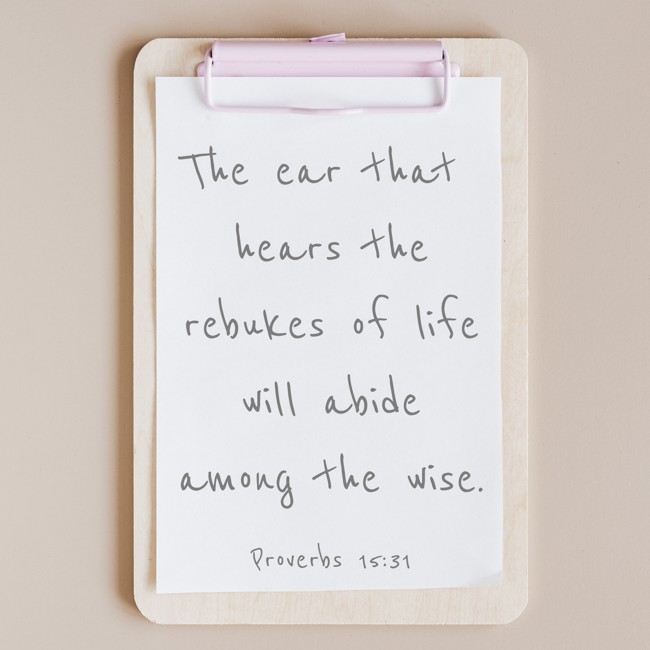 The ear that hears the rebukes of life will abide among the wise. - Proverbs 15:31