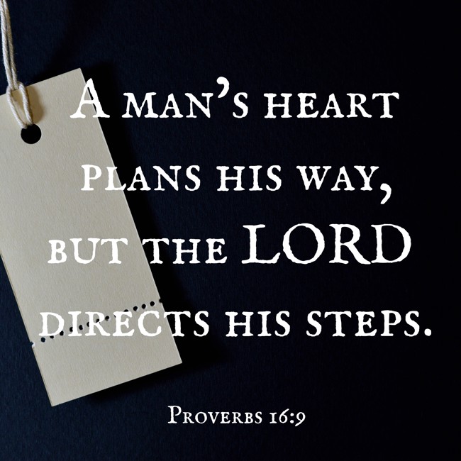 A man’s heart plans his way, but the LORD directs his steps. - Proverbs 16:9