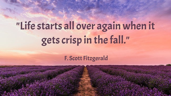 Life starts all over again when it gets crisp in the fall. - F. Scott Fitzgerald