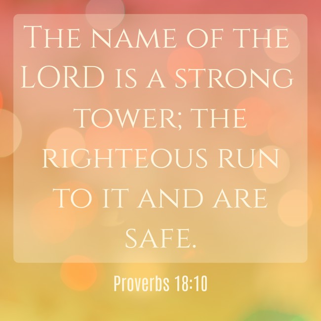 The name of the LORD is a strong tower; the righteous run to it and are safe. - Proverbs 18:10