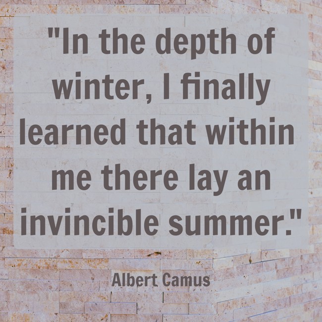 In the depth of winter, I finally learned that within me there lay an invincible summer. - Albert Camus