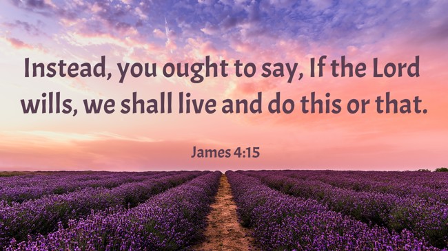Instead, you ought to say, If the Lord wills, we shall live and do this or that. - James 4:15