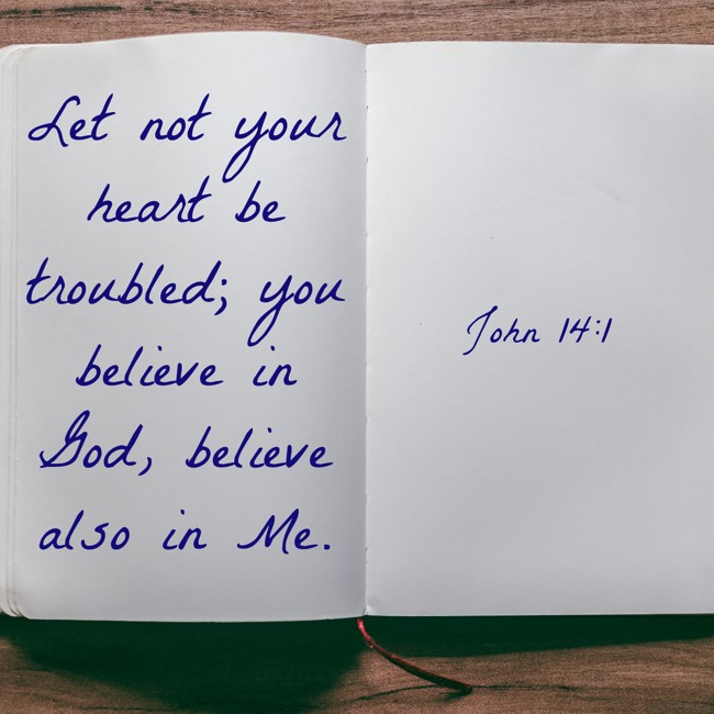 Let not your heart be troubled; you believe in God, believe also in Me. - John 14:1