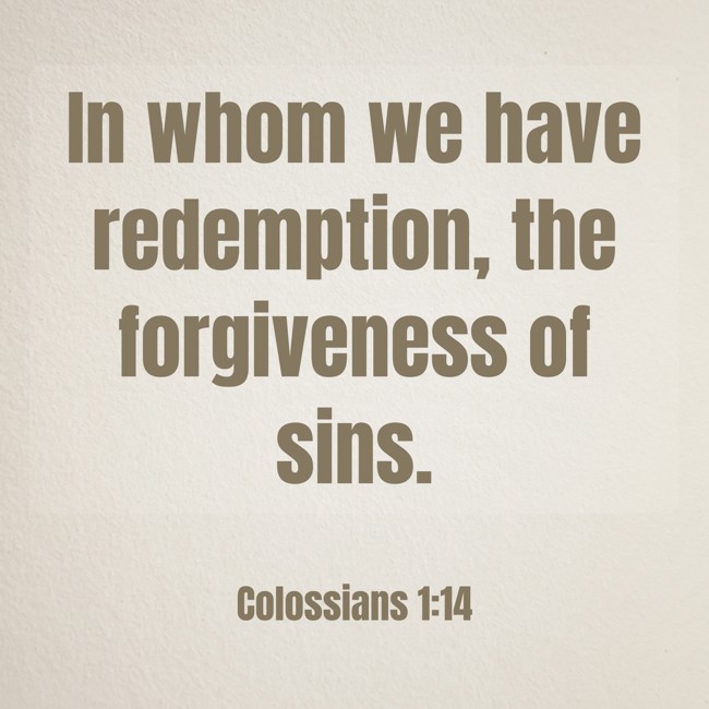 In whom we have redemption, the forgiveness of sins. - Colossians 1:14