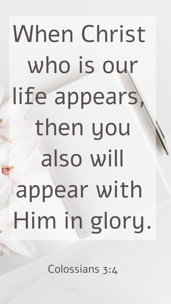 When Christ who is our life appears, then you also will appear with Him in glory. - Colossians 3:4