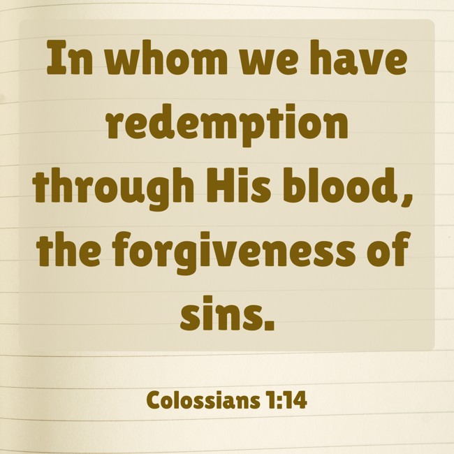In whom we have redemption through His blood, the forgiveness of sins. - Colossians 1:14