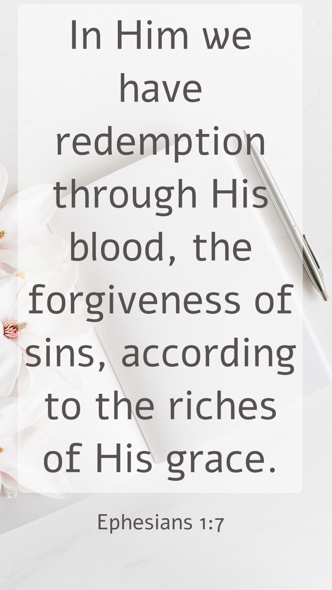 In Him we have redemption through His blood, the forgiveness of sins, according to the riches of His grace. - Ephesians 1:7
