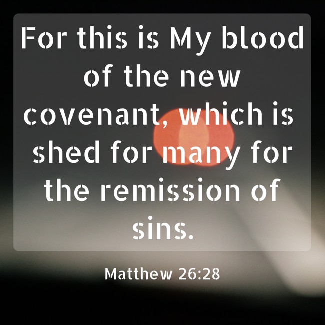For this is My blood of the new covenant, which is shed for many for the remission of sins. - Matthew 26:28