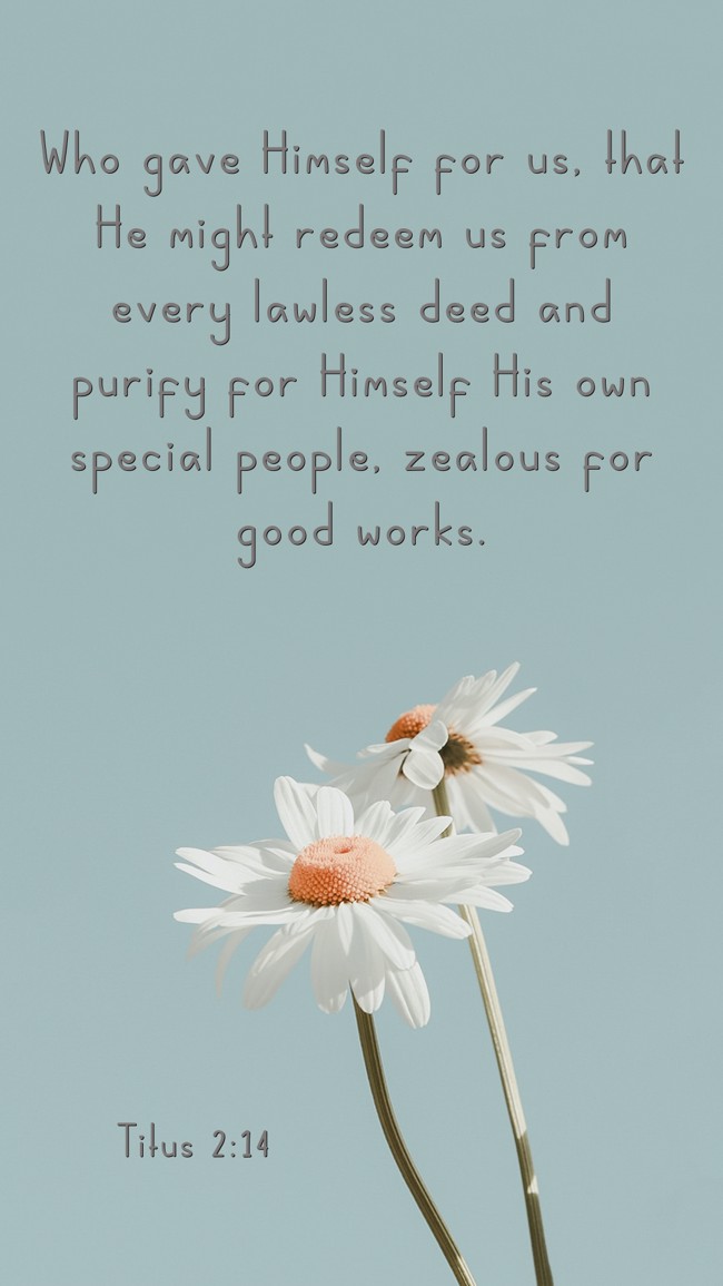 Who gave Himself for us, that He might redeem us from every lawless deed and purify for Himself His own special people, zealous for good works. - Titus 2:14