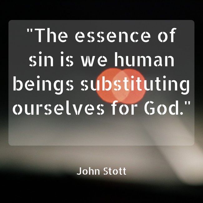 The essence of sin is we human beings substituting ourselves for God. - John Stott