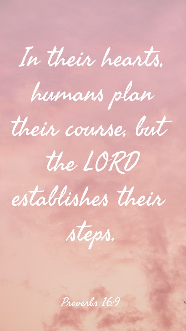 In their hearts, humans plan their course, but the LORD establishes their steps. - Proverbs 16:9