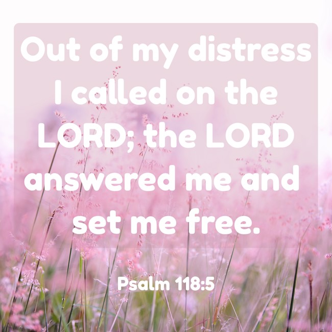 Out of my distress I called on the LORD; the LORD answered me and set me free. - Psalm 118:5