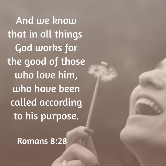 And we know that in all things God works for the good of those who love him, who have been called according to his purpose. - Romans 8:28