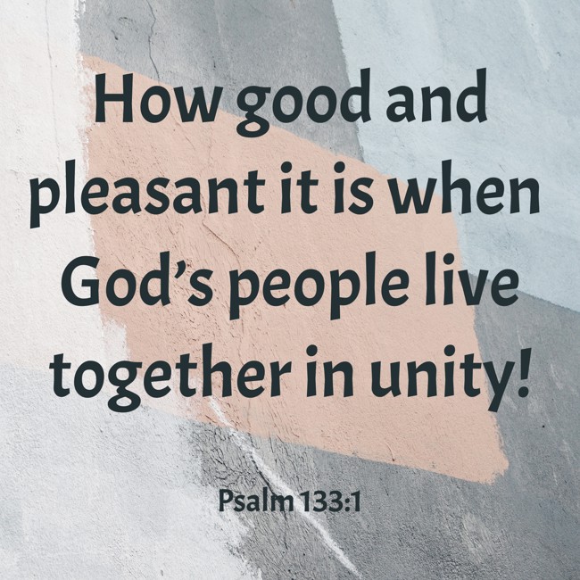 How good and pleasant it is when God’s people live together in unity! - Psalm 133:1