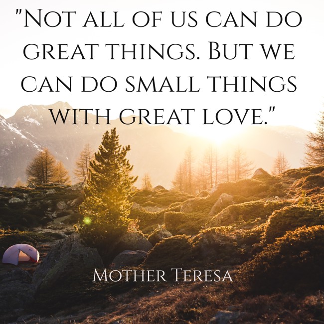 Not all of us can do great things. But we can do small things with great love. - Mother Teresa