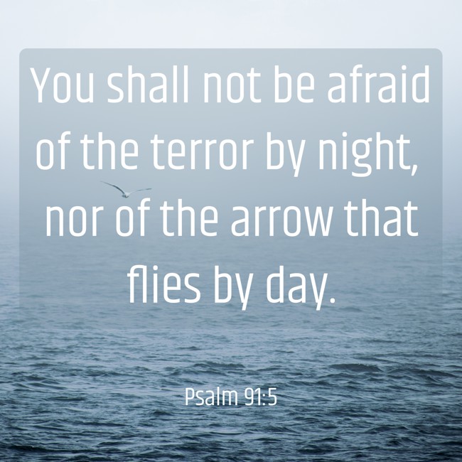 You shall not be afraid of the terror by night, nor of the arrow that flies by day. - Psalm 91:5
