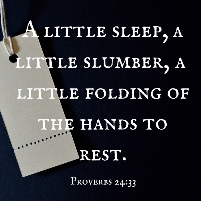A little sleep, a little slumber, a little folding of the hands to rest. - Proverbs 24:33