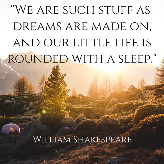 We are such stuff as dreams are made on, and our little life is rounded with a sleep. - William Shakespeare
