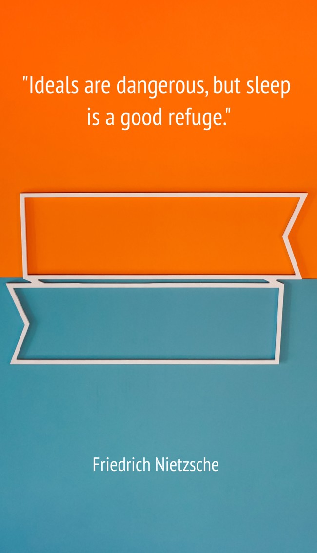 Ideals are dangerous, but sleep is a good refuge. - Friedrich Nietzsche