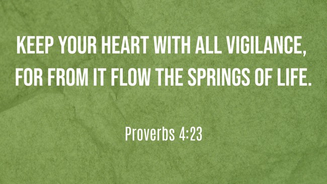 Keep your heart with all vigilance, for from it flow the springs of life. - Proverbs 4:23