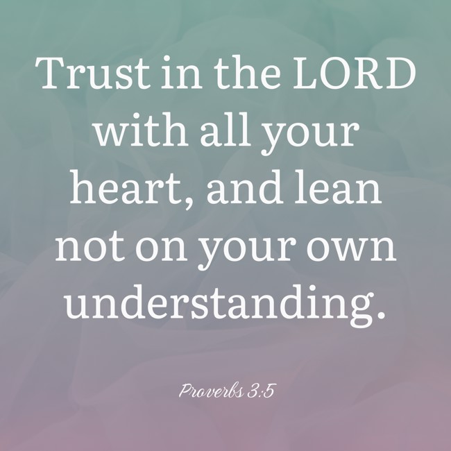 Trust in the LORD with all your heart, and lean not on your own understanding. - Proverbs 3:5