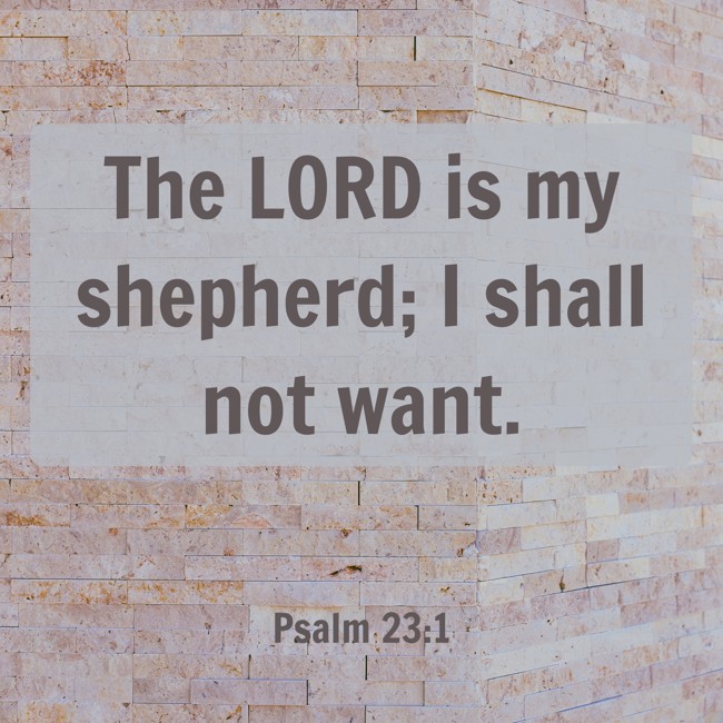 The LORD is my shepherd; I shall not want. - Psalm 23:1