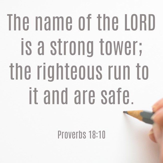 The name of the LORD is a strong tower; the righteous run to it and are safe. - Proverbs 18:10