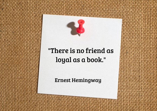 There is no friend as loyal as a book. - Ernest Hemingway