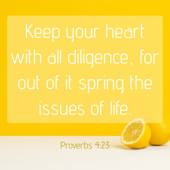 Keep your heart with all diligence, for out of it spring the issues of life. - Proverbs 4:23